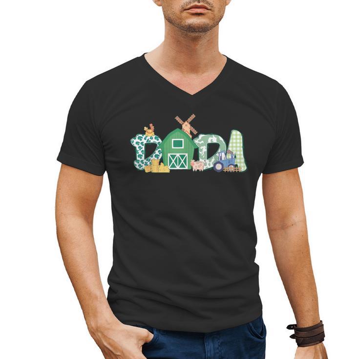 Dada Farm Animal Birthday Family Matching Party Dad Father Men's V-Neck T-Shirt