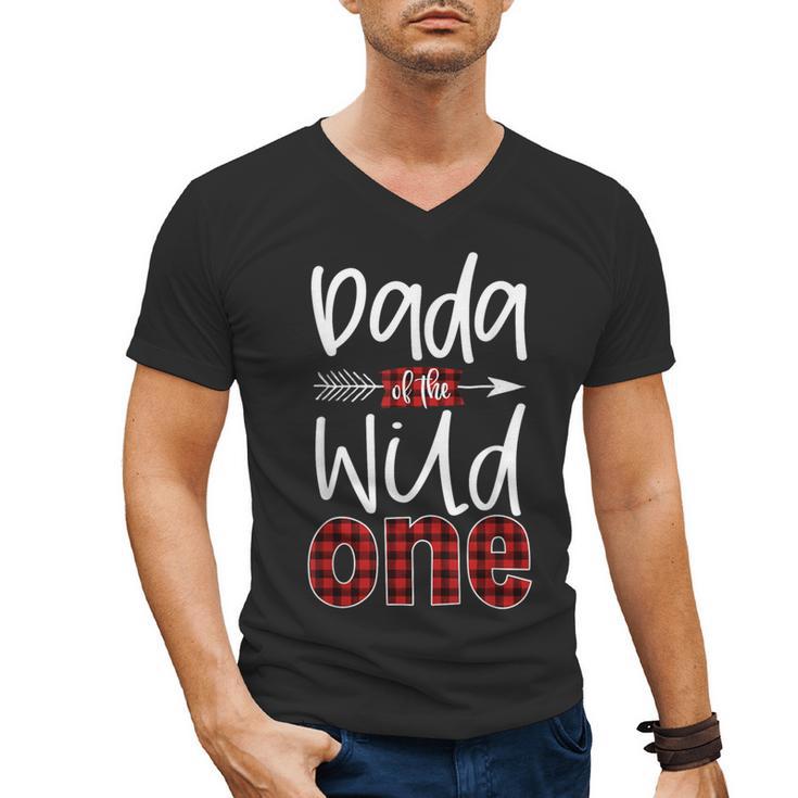 Dada Of The Wild One Buffalo Plaid Lumberjack 1st Birthday Men's V-Neck T-Shirt