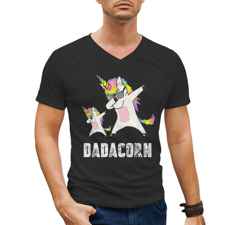 Dadacorn Shirt Unicorn Dad And Baby Best Father Men's V-Neck T-Shirt
