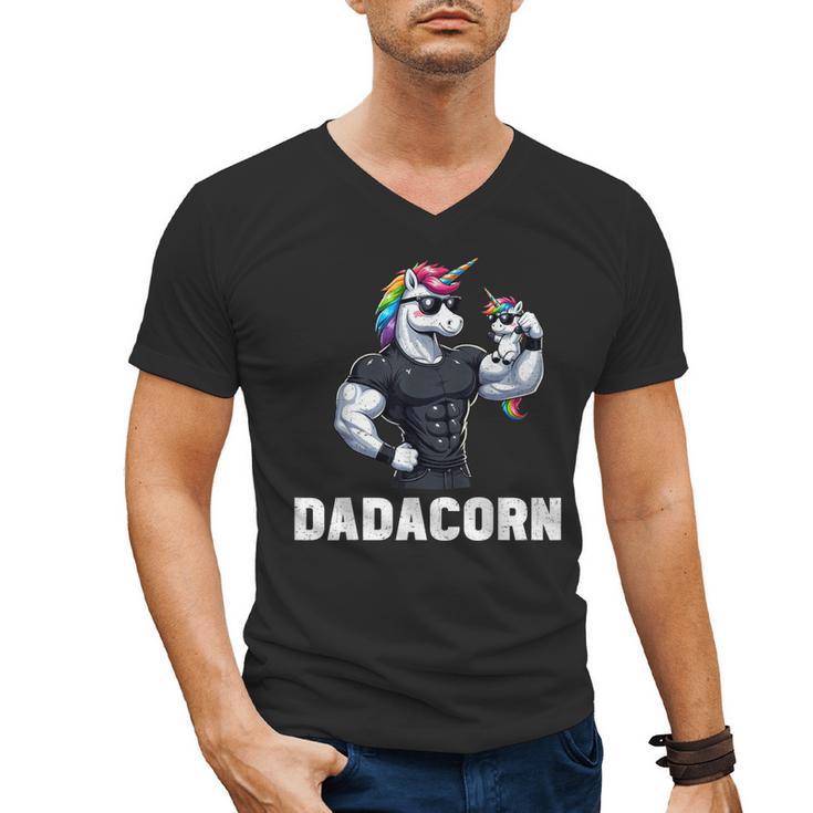 Dadacorn Unicorn Dad Papa Father's Day Daughter Men's V-Neck T-Shirt