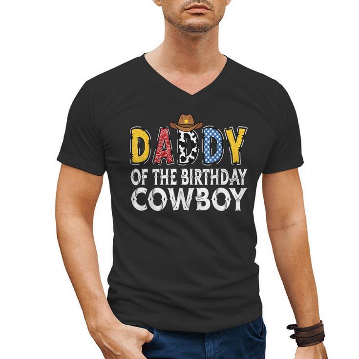 Daddy 1st Birthday Cowboy Western Daddy Birthday Boy Men's V-Neck T-Shirt