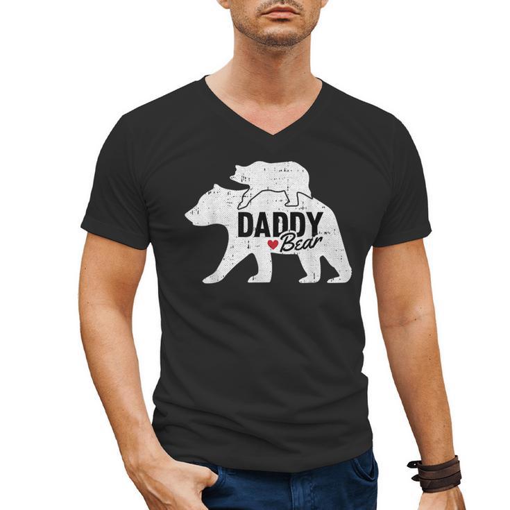 Daddy Bear Fathers Day Cute Baby Cub Papa Dad-a Pops Small Men's V-Neck T-Shirt