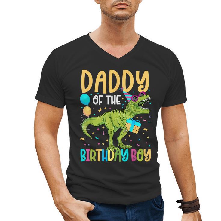 Daddy Of The Birthday Boy Family Matching Dinosaur Squad Men's V-Neck T-Shirt