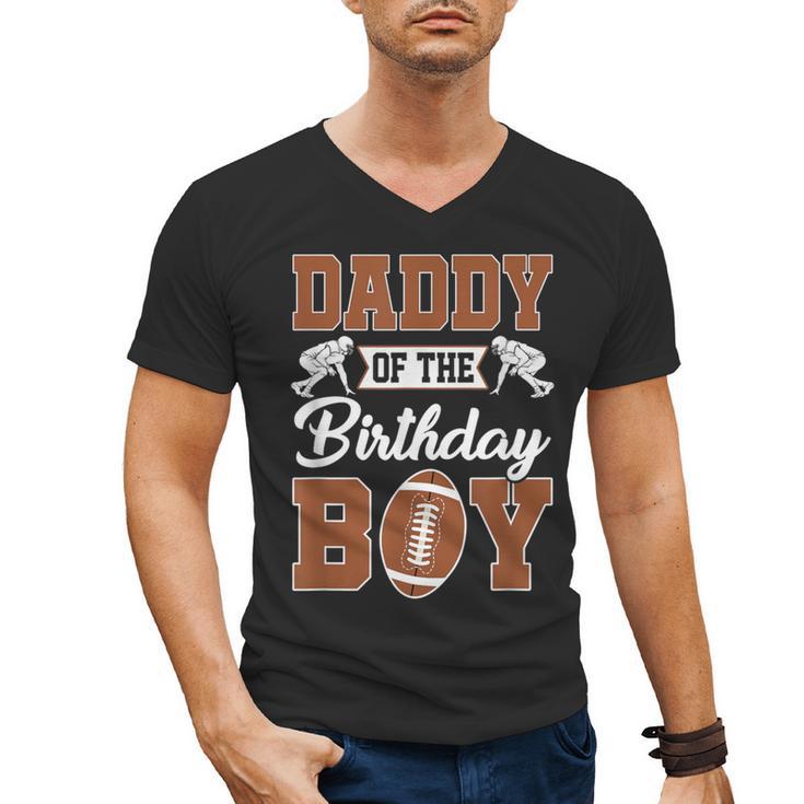 Daddy Of The Birthday Boy Football Party Family Matching Men's V-Neck T-Shirt