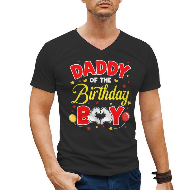 Daddy Of The Birthday Boy Matching Dad Son Family Birthday Men's V-Neck T-Shirt