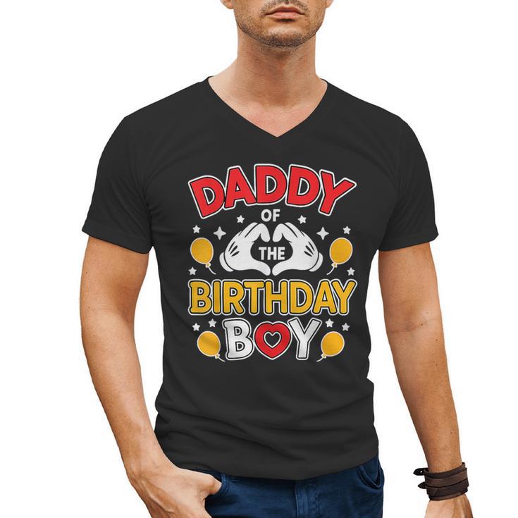 Daddy Of The Birthday Boy Shirt Matching Dad Son Family Bday Men's V-Neck T-Shirt