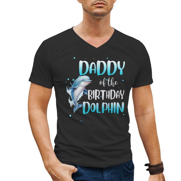 Daddy Of The Birthday Dolphin Family Matching Party Squad Men's V-Neck T-Shirt
