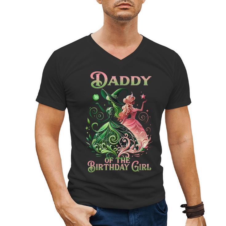Daddy Of The Birthday Girl Pink And Green Family Matching Men's V-Neck T-Shirt