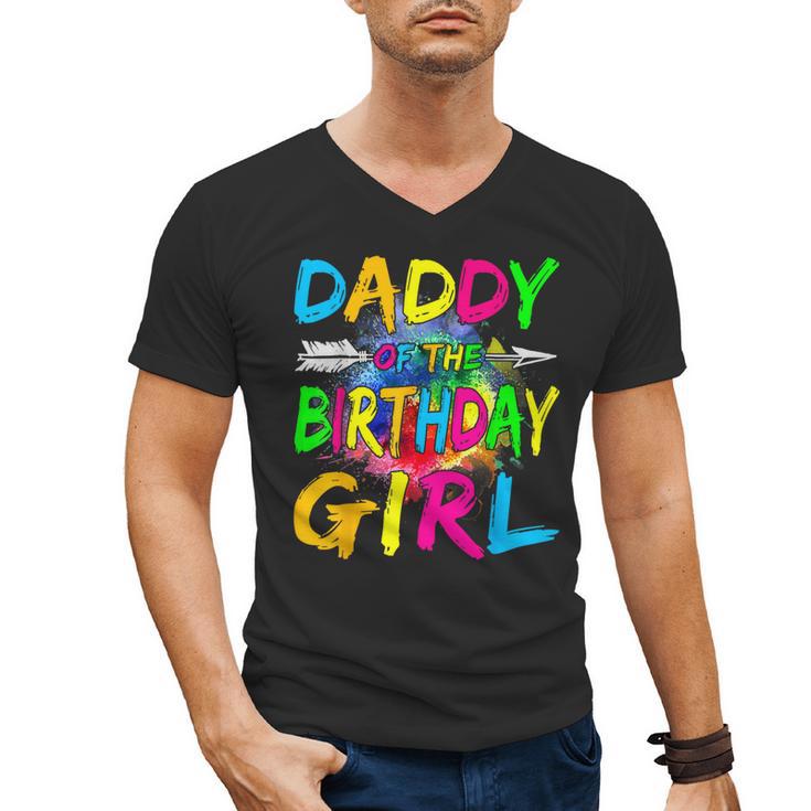Daddy Of The Birthday Girl Retro 80's Party Men's V-Neck T-Shirt