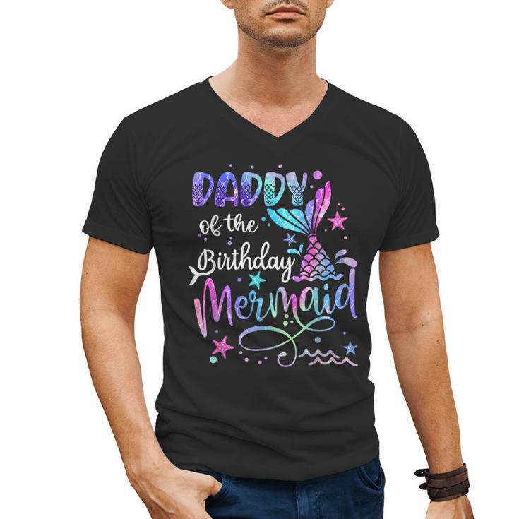 Daddy Of The Birthday Mermaid Matching Family Party Father's Men's V-Neck T-Shirt