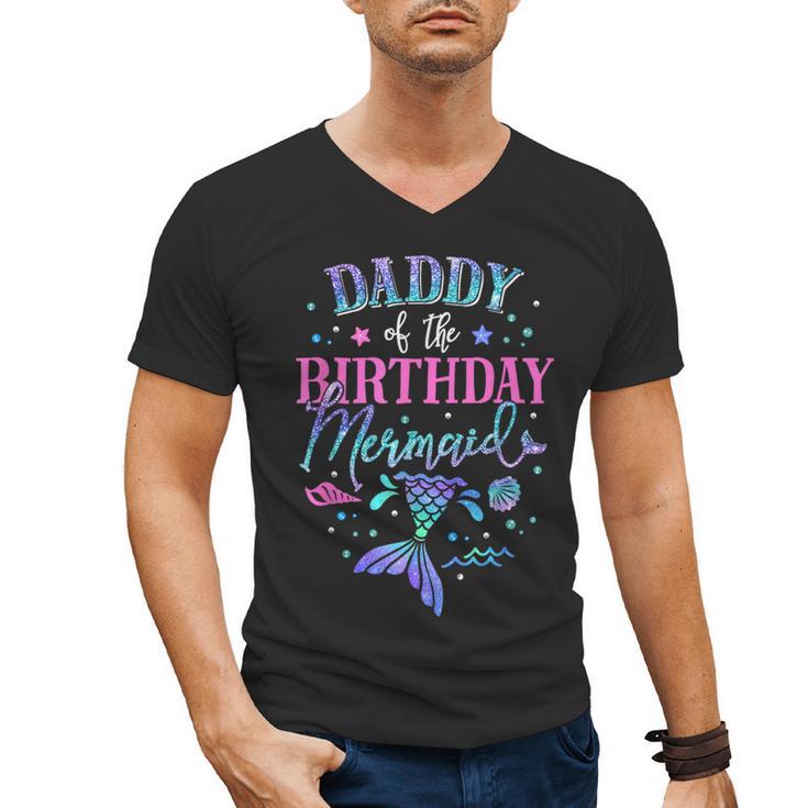 Daddy Of The Birthday Mermaid Party Matching Family Dad Men's V-Neck T-Shirt