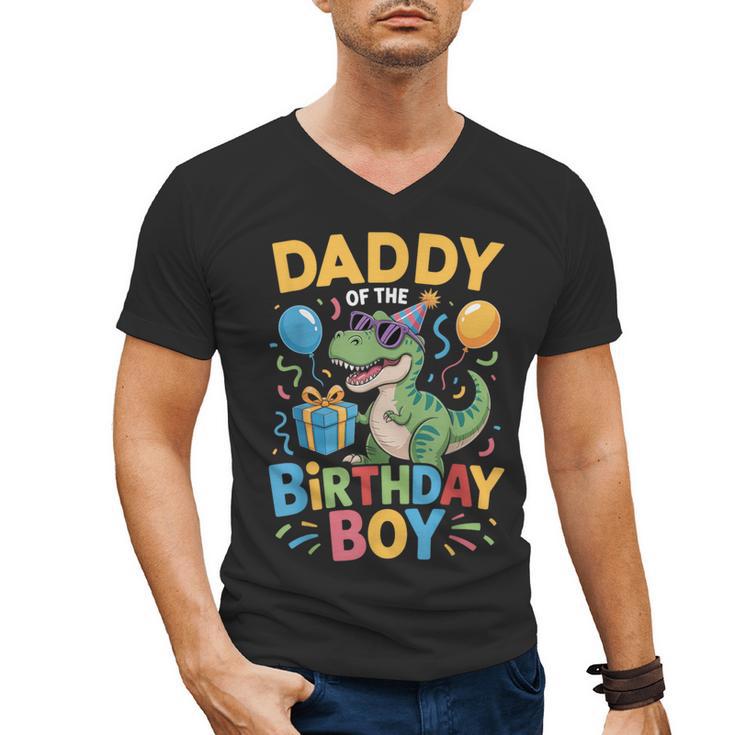 Daddy Of The Birthday Party Outfit Dinosaur Squad Dad Men's V-Neck T-Shirt