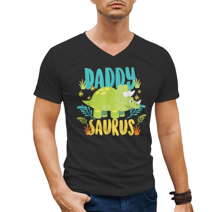 Daddy Dad Saurus Rex Dinosaur Dino For Father Men's V-Neck T-Shirt