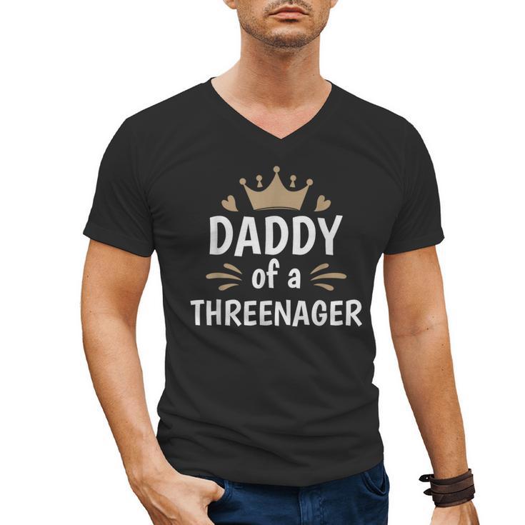 Daddy Dad Of A Threenager 3rd Birthday Men's V-Neck T-Shirt