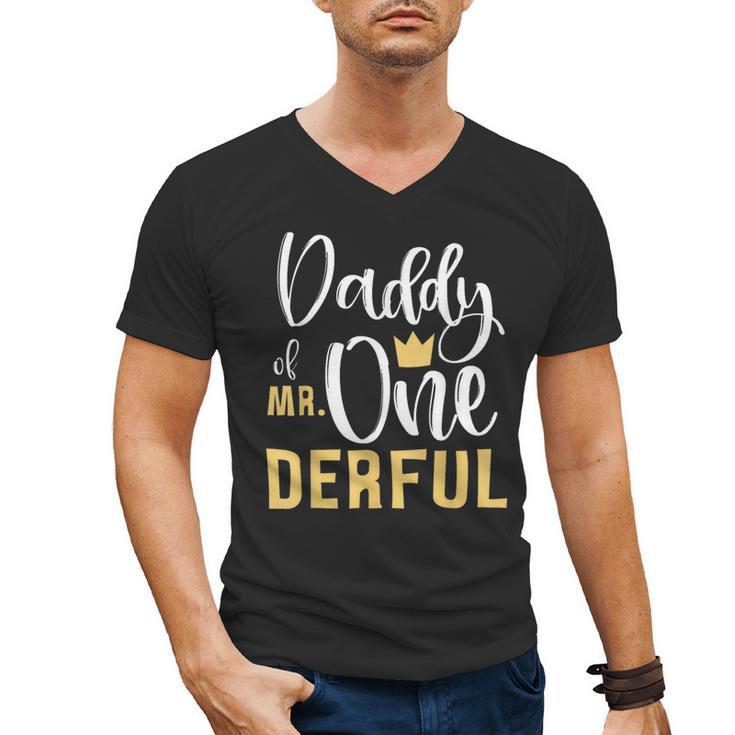 Daddy Of Mr Onederful 1st Birthday First One-Derful Matching Men's V-Neck T-Shirt