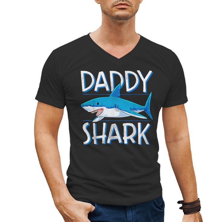 Daddy Shark T Shirt Fathers Day Family Matching Dad Men's V-Neck T-Shirt