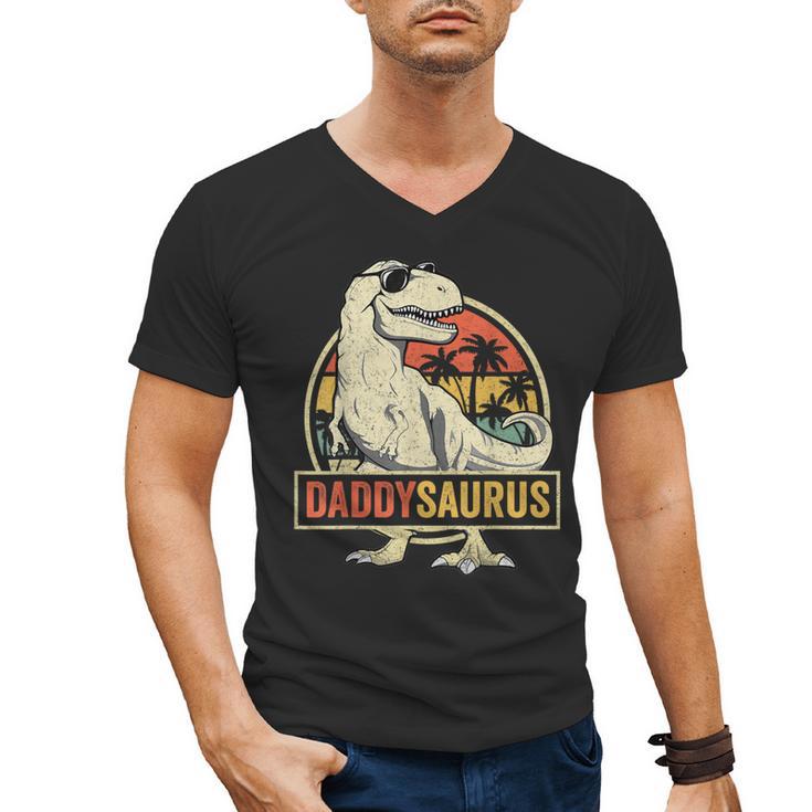 Daddysaurus Shirt T-Rex Dad Dinosaur Men's V-Neck T-Shirt