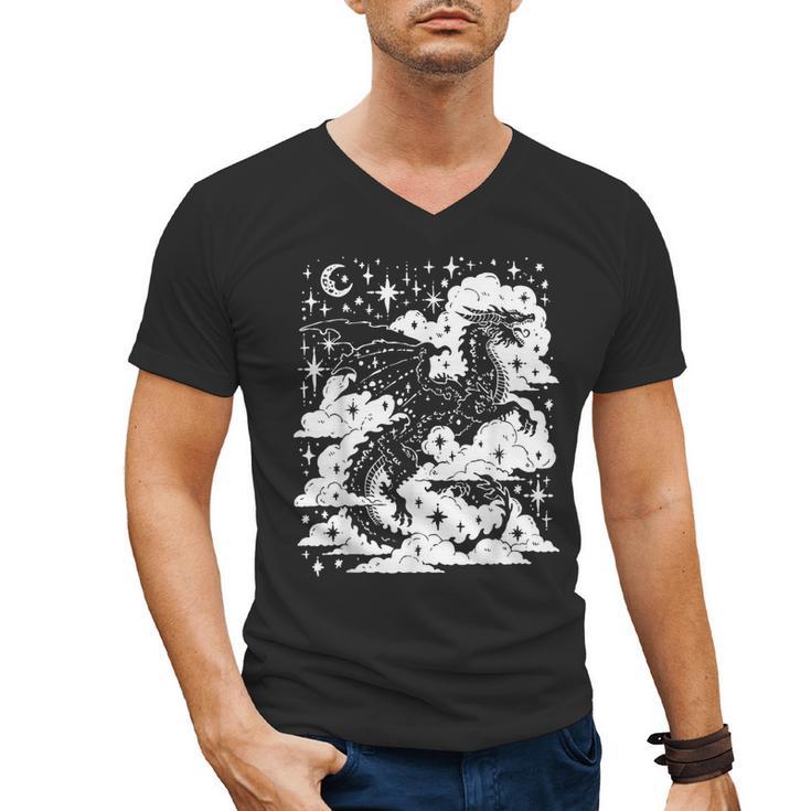 Dark Academia Fantasy Dragon Book Lover Bookish Goblincore Men's V-Neck T-Shirt