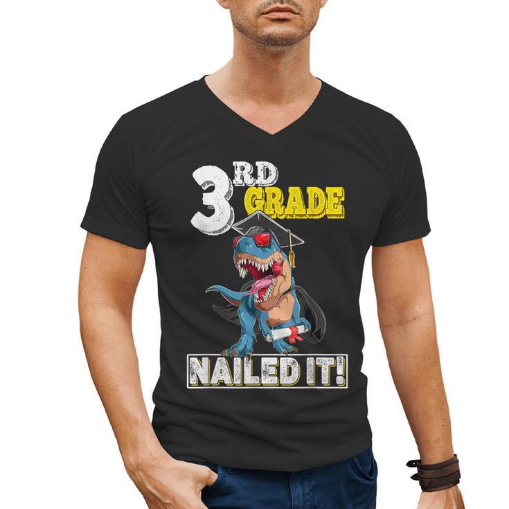 Dinosaur Graduation Cap Gown 3rd Grade Graduate Nailed It Men's V-Neck T-Shirt