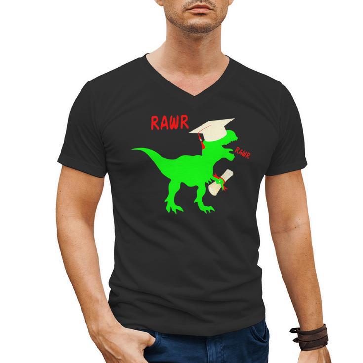 Dinosaur Rawr Diploma Grad Graduate Graduation Men's V-Neck T-Shirt