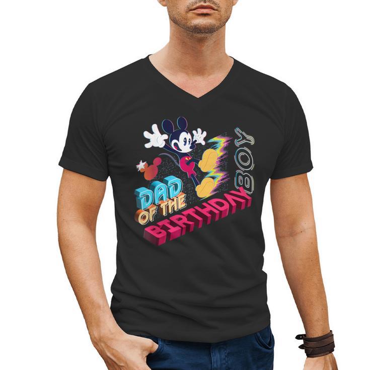 Disney Mickey Mouse Family Star Dad Of The Birthday Boy Men's V-Neck T-Shirt