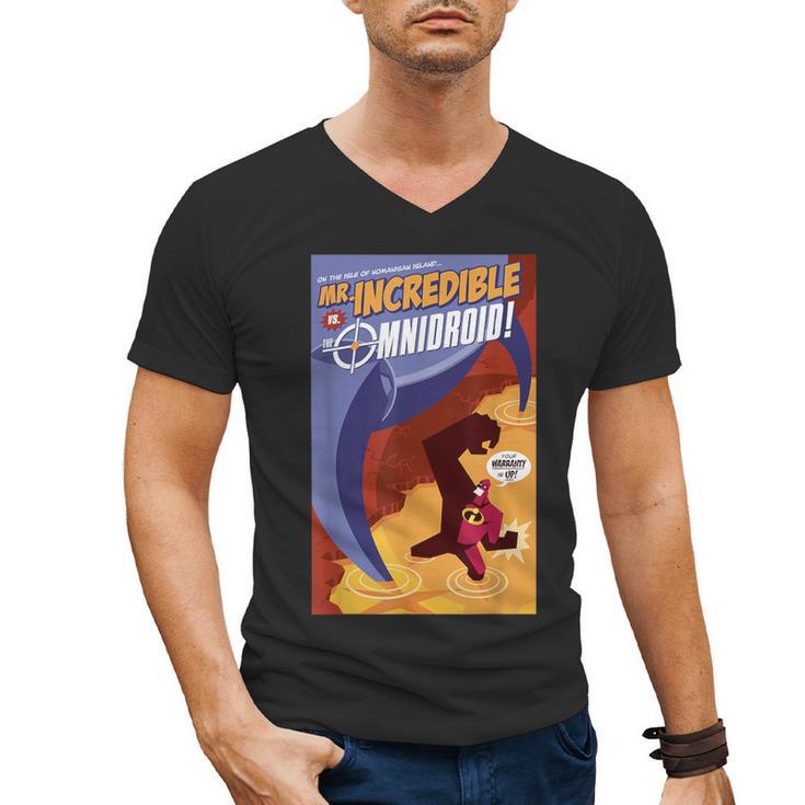 Disney Pixar The Incredibles Omnidroid Comic Book Cover Men's V-Neck T-Shirt