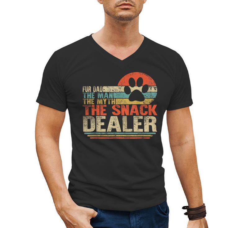 Dog Fathers Day Fur Dad The Man The Myth The Snack Dealer Men's V-Neck T-Shirt