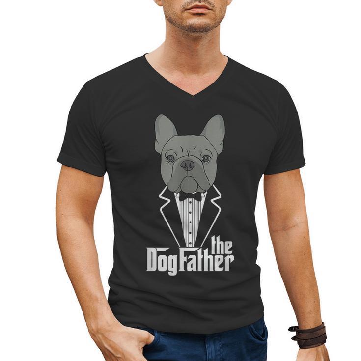 The Dogfather French Bulldog Dad Frenchie Papa  T-Shirt Small Men's V-Neck T-Shirt