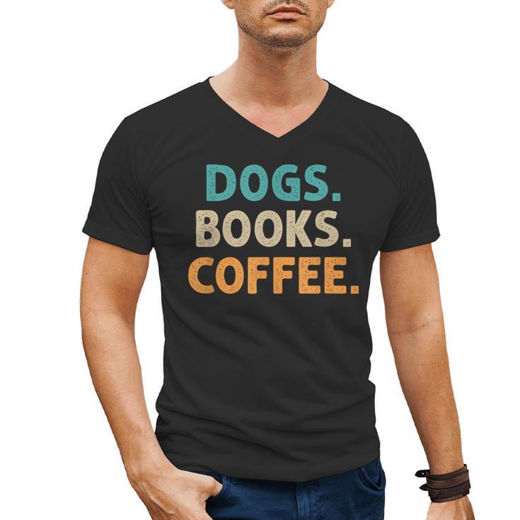 Dogs Books Coffee Book Lover Dogs Coffee Men's V-Neck T-Shirt
