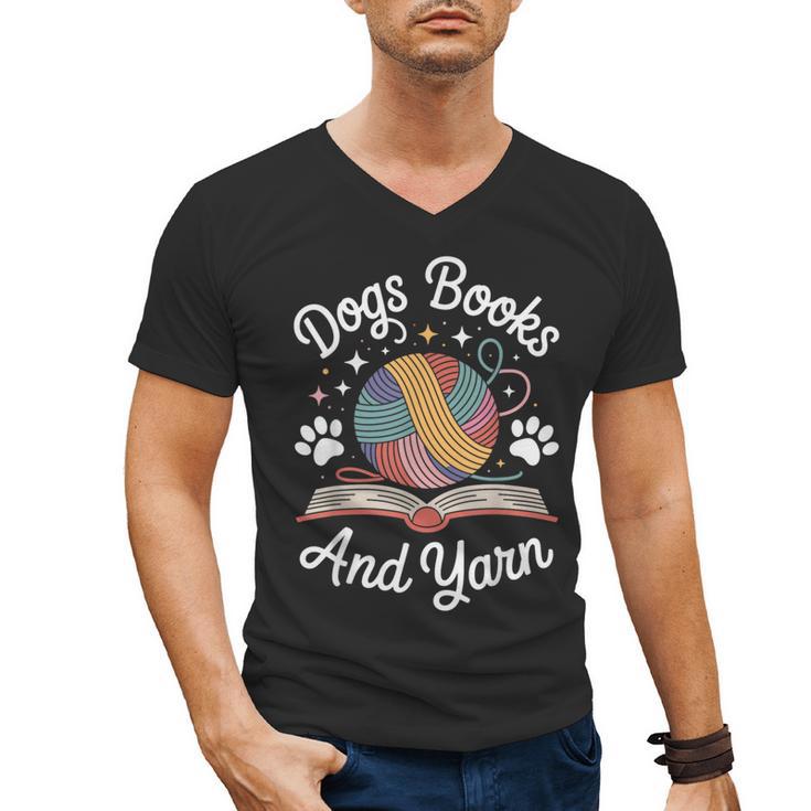 Dogs Books And Yarn Knitter Knitting Men's V-Neck T-Shirt
