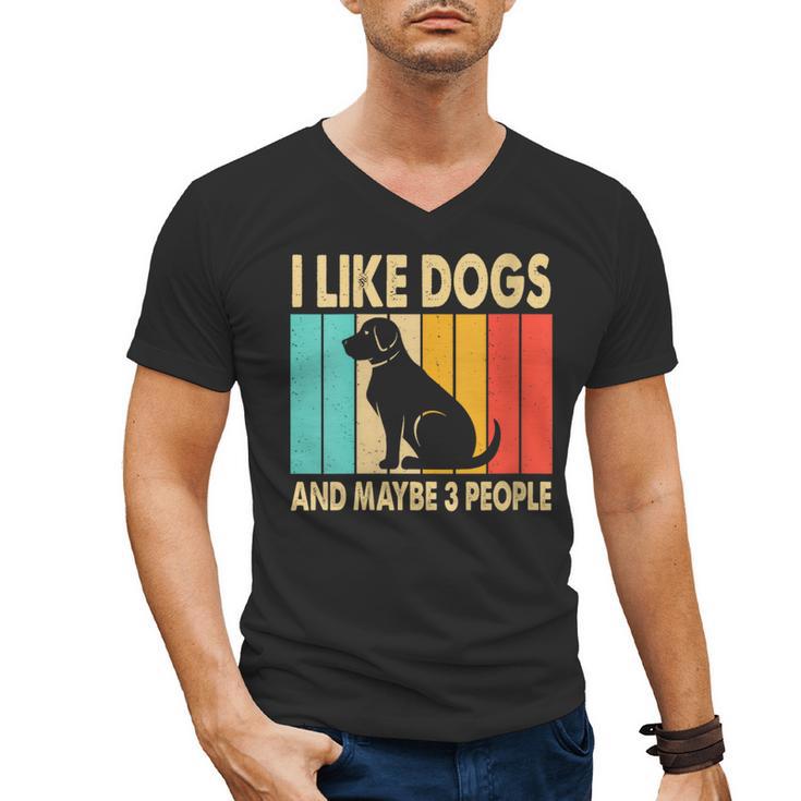 I Like Dogs And Maybe 3 People Introvert Men's V-Neck T-Shirt