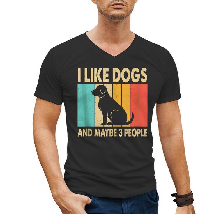 I Like Dogs And Maybe 3 People Introvert Men's V-Neck T-Shirt