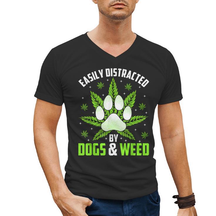 Dogs And Weed Dad Mom Dog Lover Cannabis Marijuana For Men Women Men's V-Neck T-Shirt