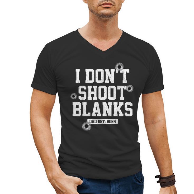 I Don't Shoot Blanks Dad Promoted To Daddy 2024 Father's Day Men's V-Neck T-Shirt
