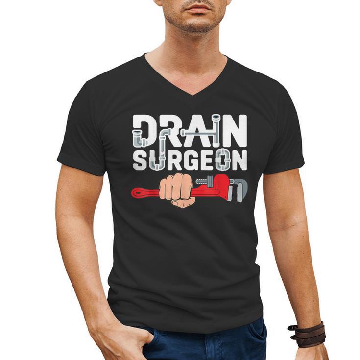 Drain Surgeon Plumber Job Professional Dad Men Men's V-Neck T-Shirt