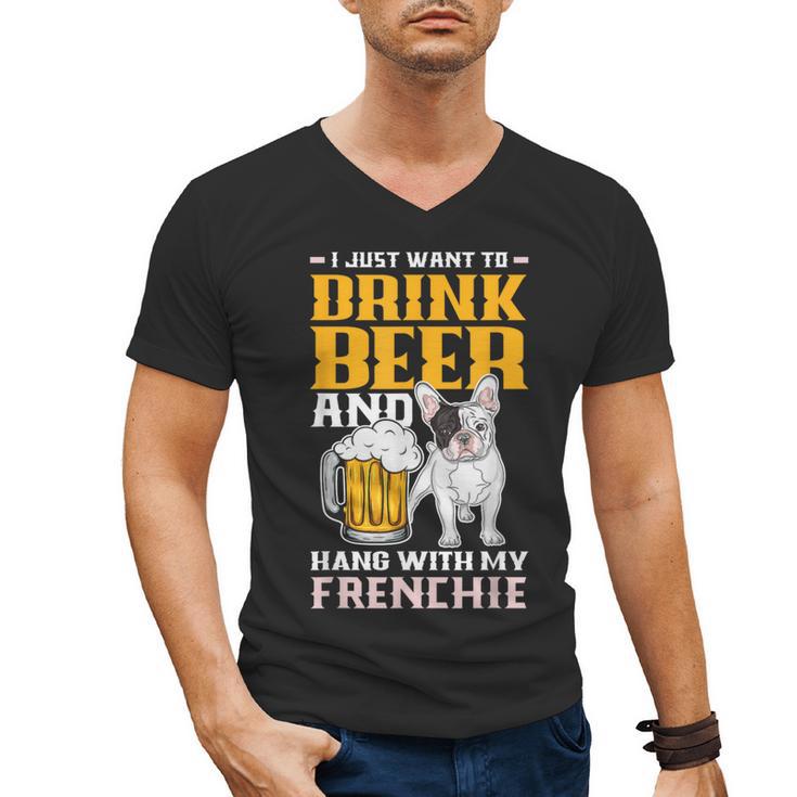 Drink Beer & Hang With My Frenchie French Bulldog Dad For Men Women Men's V-Neck T-Shirt