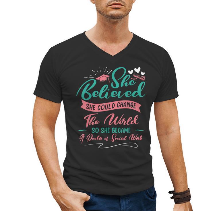 DSW Graduation So She Became A Doctor Of Social Work Men's V-Neck T-Shirt
