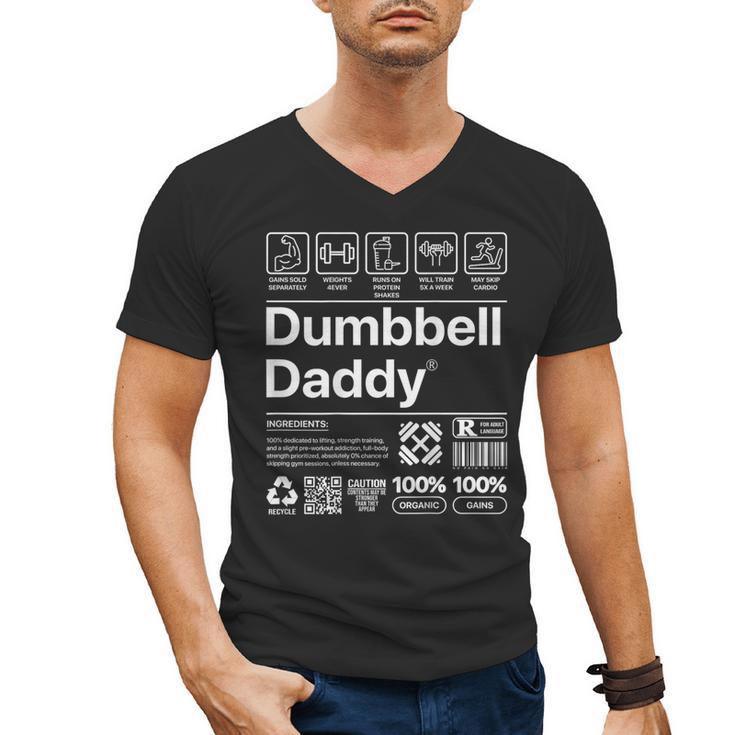 Dumbbell Daddy And Dad Gym Workout Father Men's V-Neck T-Shirt