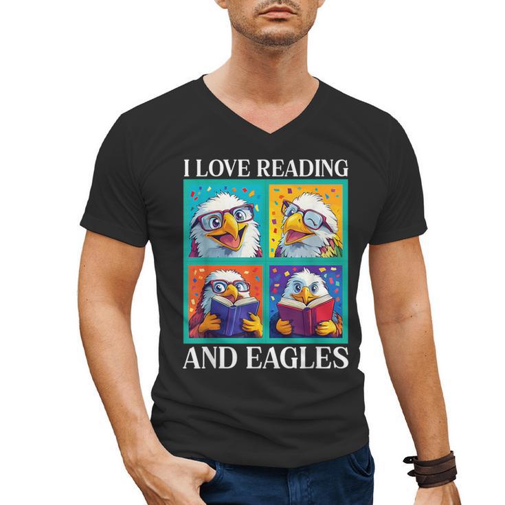 Eagle Love Reading And Eagles Child Book Lover Men's V-Neck T-Shirt