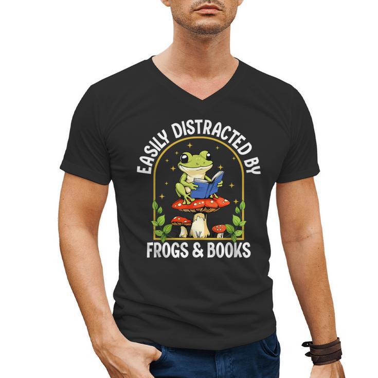 Easily Distracted By Frogs And Books Men's V-Neck T-Shirt