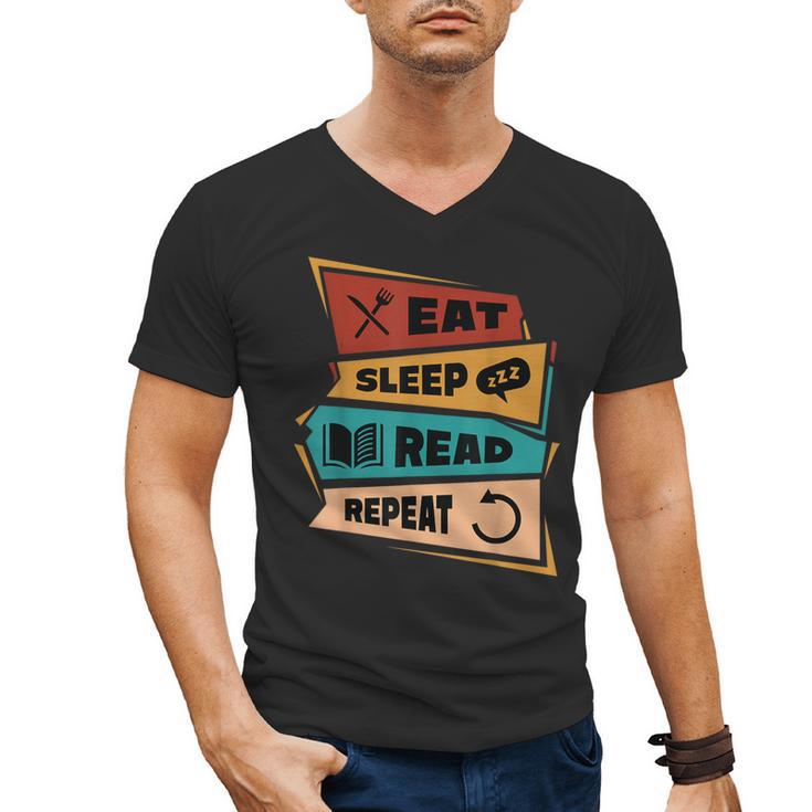 Eat Sleep Read Repeat Reading Books Reader Bookworm Men's V-Neck T-Shirt