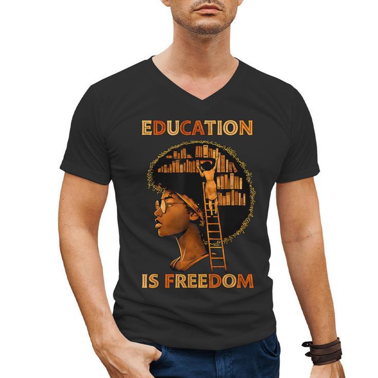 Education Is Freedom Teacher Book Black History Month Men's V-Neck T-Shirt
