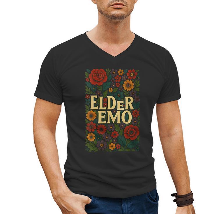 Elder Emo Floral Gothic Vintage Nostalgia Men's V-Neck T-Shirt