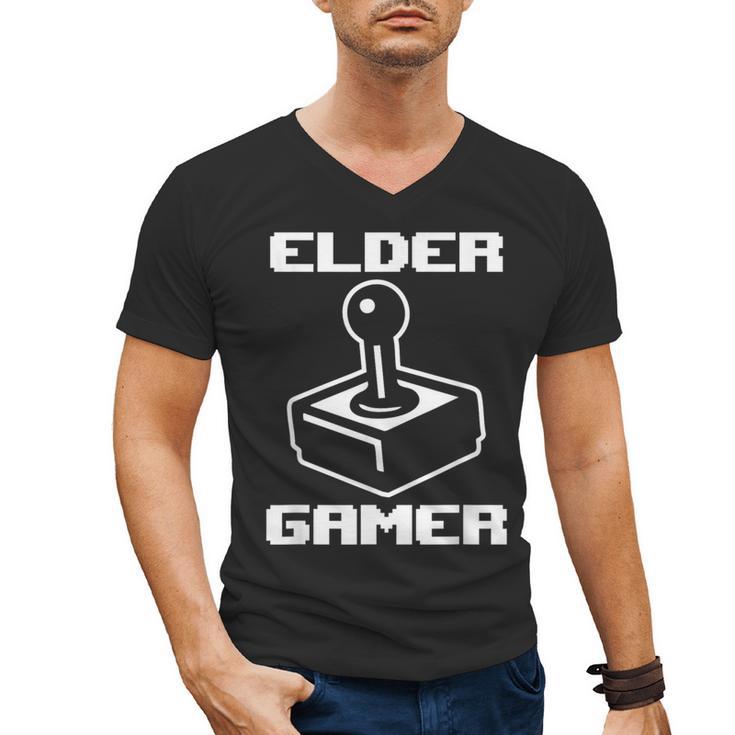 Elder Gamer Retro Video Game Nostalgia Old Gamer Men's V-Neck T-Shirt