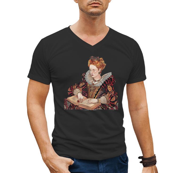 Elizabeth I Reading A Book Men's V-Neck T-Shirt