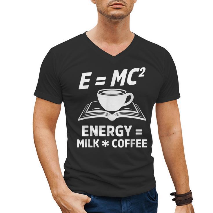 EMC2 Energy Milk x Coffee Science Book Math Lover Men's V-Neck T-Shirt