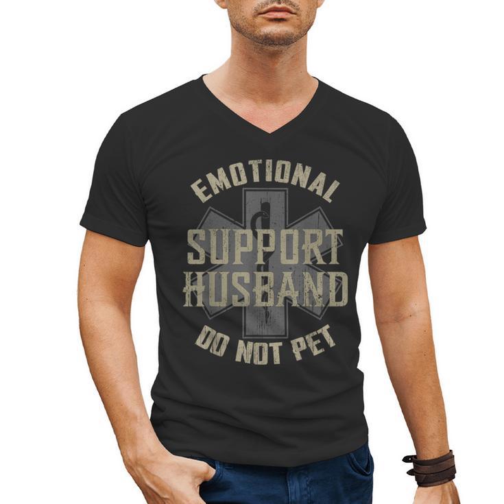 Emotional Support Husband Do Not Pet Dad For Men Men's V-Neck T-Shirt