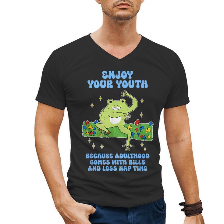 Enjoy Adulthood Comes With Bills Nostalgia Regret Men's V-Neck T-Shirt