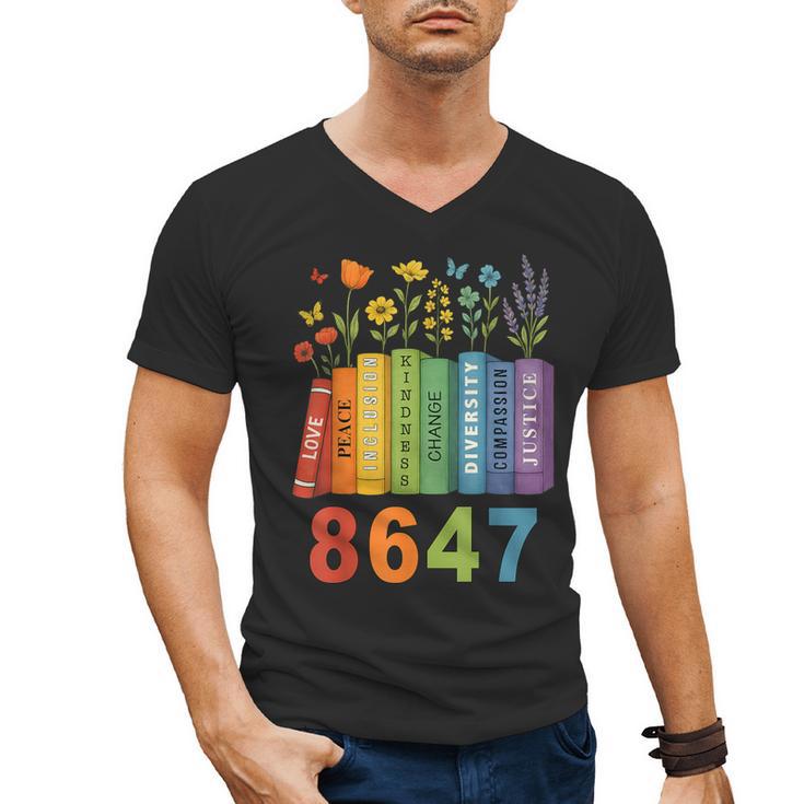 Equal Rights Book Flower Resist 86 47 Feminist Women Rights Men's V-Neck T-Shirt
