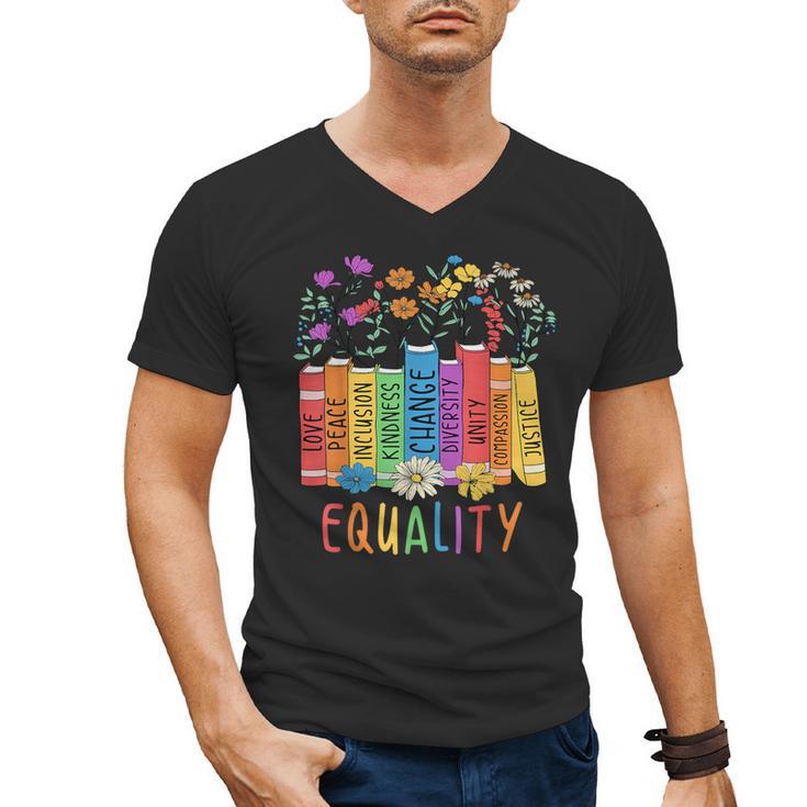 Equality Book LGBTQ Wildflowers Equal Rights Gay Kindness Men's V-Neck T-Shirt